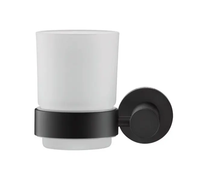 Duravit D-Code - Porte-brosse à dents et dentifrice avec support, à gauche, verre dépoli/noir mat 0099194600