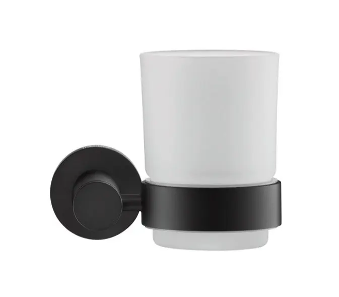 Duravit D-Code - Porte-brosse à dents et dentifrice avec support, à droite, en verre dépoli/noir mat 0099204600