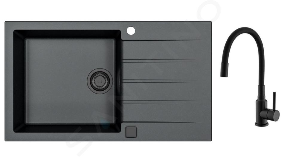 Alveus Sets - Set Cadit 40 Spüle und Mintas Armatur, schwarz SETA23232