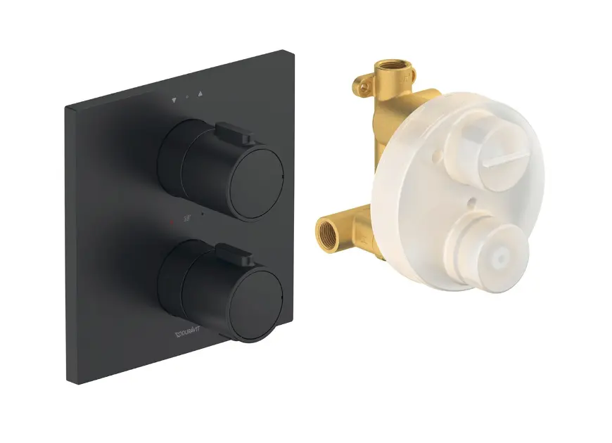 Duravit - Termostatická baterie pod omítku, pro 2 spotřebiče, s tělesem, matná černá TH4200007046
