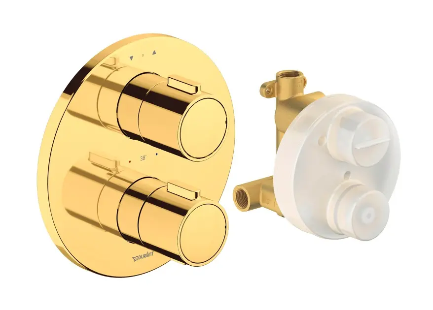 Duravit - Termostatická baterie pod omítku, pro 2 spotřebiče, s tělesem, zlatá TH4200008034