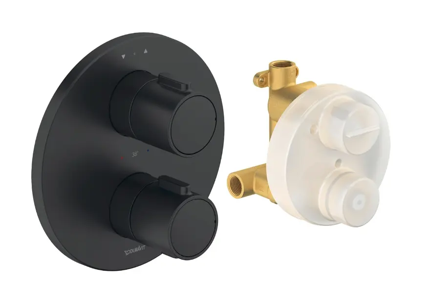 Duravit - Termostatická baterie pod omítku, pro 2 spotřebiče, s tělesem, matná černá TH4200008046