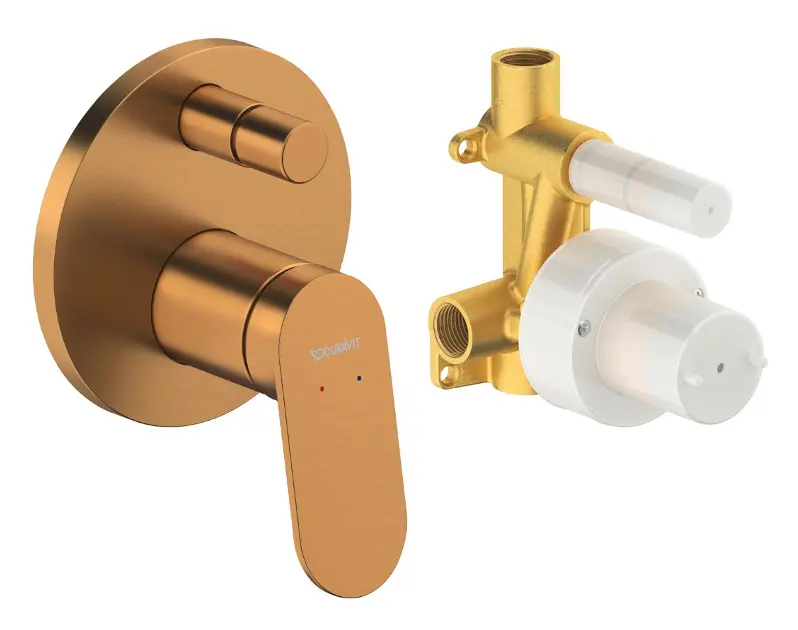 Duravit Wave - Baterie pod omítku, pro 2 spotřebiče, s tělesem, kartáčovaný bronz WA4210008004