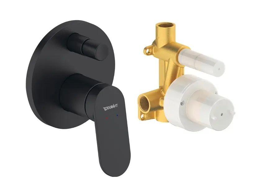 E-shop Duravit Wave - Batéria pod omietku, na 2 spotrebiče, s telesom, matná čierna WA4210008046