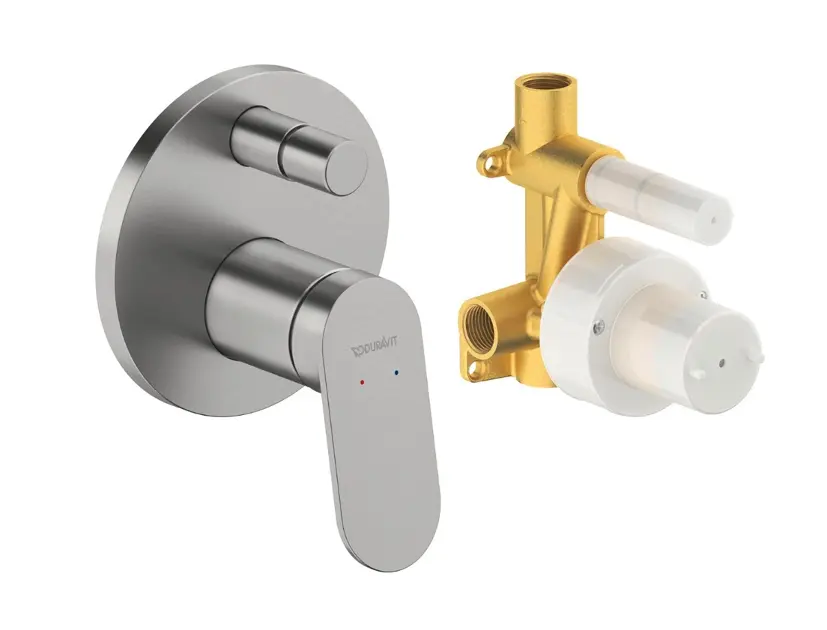 E-shop Duravit Wave - Batéria pod omietku, na 2 spotrebiče, s telesom, kefovaná nerezová WA4210008070