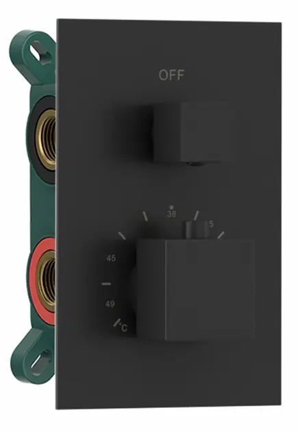 Levně Sapho - Termostatická baterie pod omítku, box, pro 2 spotřebiče, matná černá 1102-32B