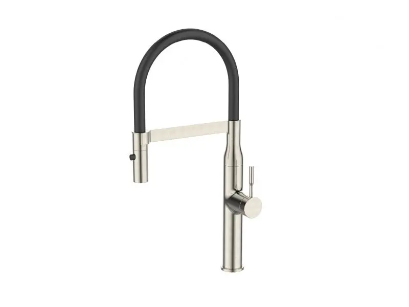 Alveus Mirage - Mitigeur d'évier avec bras flexible et douchette, inox/noir mat 1150892