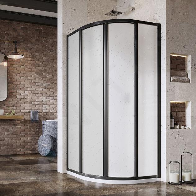 Ravak - Štvrťkruhový sprchový kút štvordielny SKCP4-80, 78-80 cm, čierna/Pearl 3114O30211ROZ1