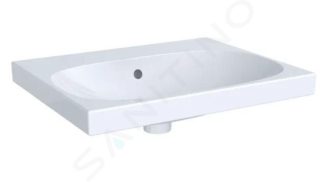 Geberit Acanto - Lavabo 60x48 cm, con rebosadero, sin agujero para grifo, blanco 504.620.01.1