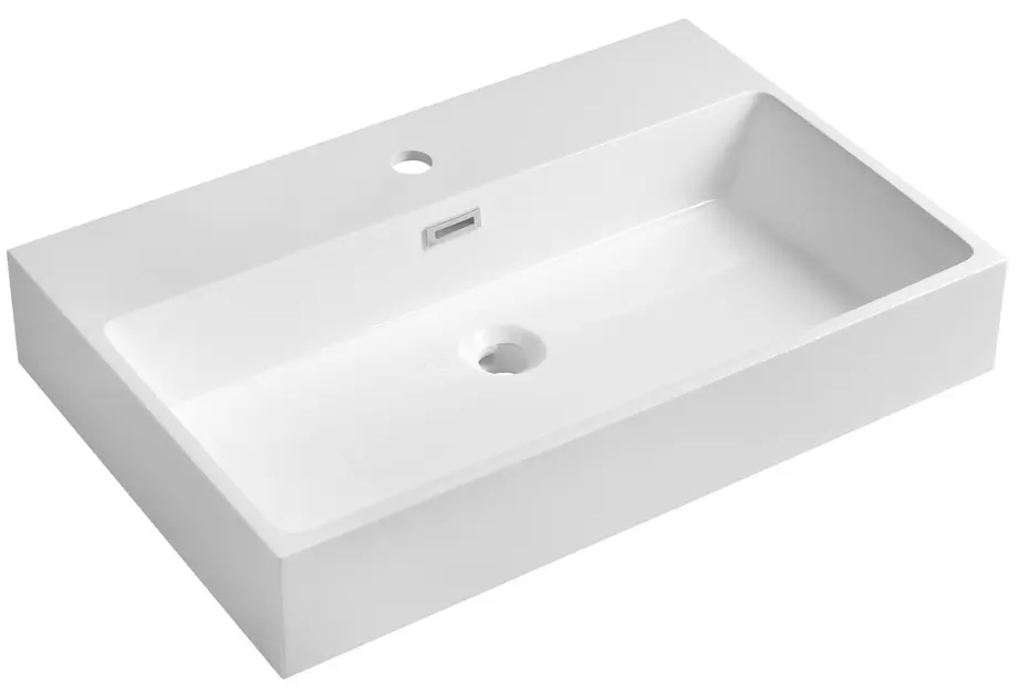E-shop Sapho - Umývadlo Aquatic 70x46 cm, s prepadom, otvor na batériu, biela AT070