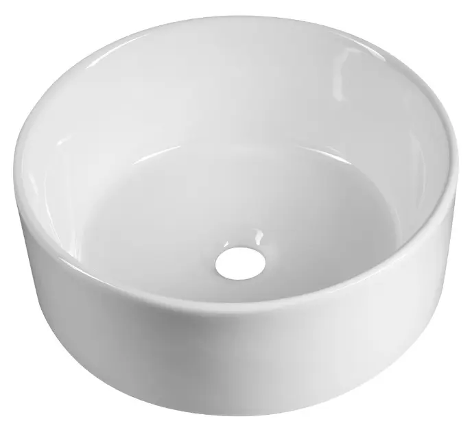 Aqualine - Lavabo sobre encimera, diámetro 40 cm, sin rebosadero, sin orificio para grifo, blanco 40150