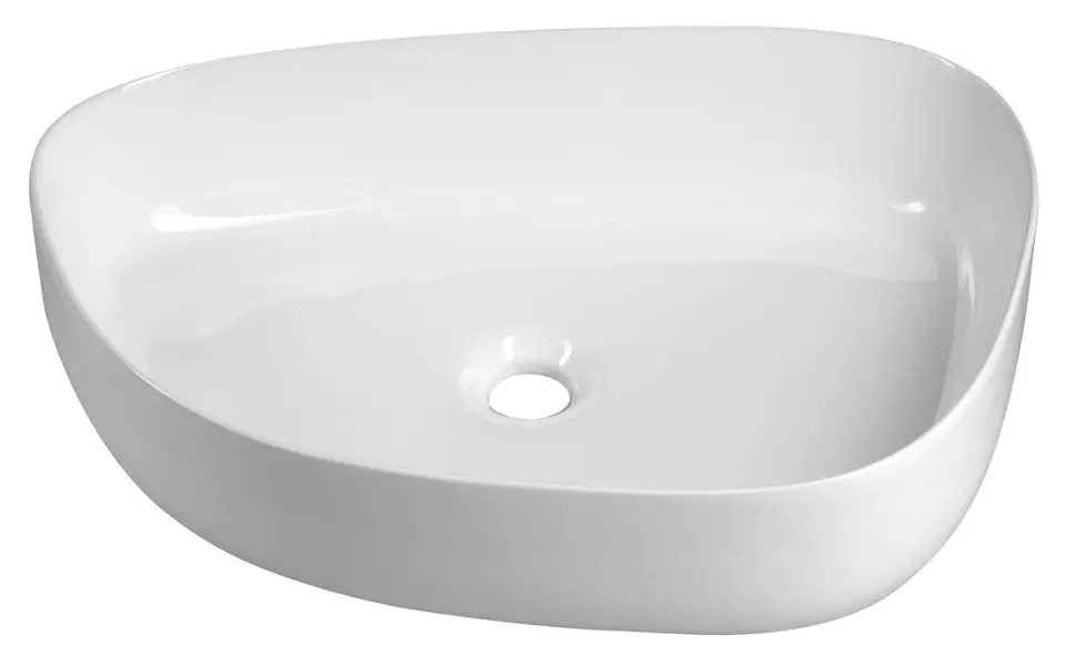 Aqualine - Mosdókagyló pultra, 55x42 cm, túlfolyó nélkül, csapfurat nélkül, fehér 55421
