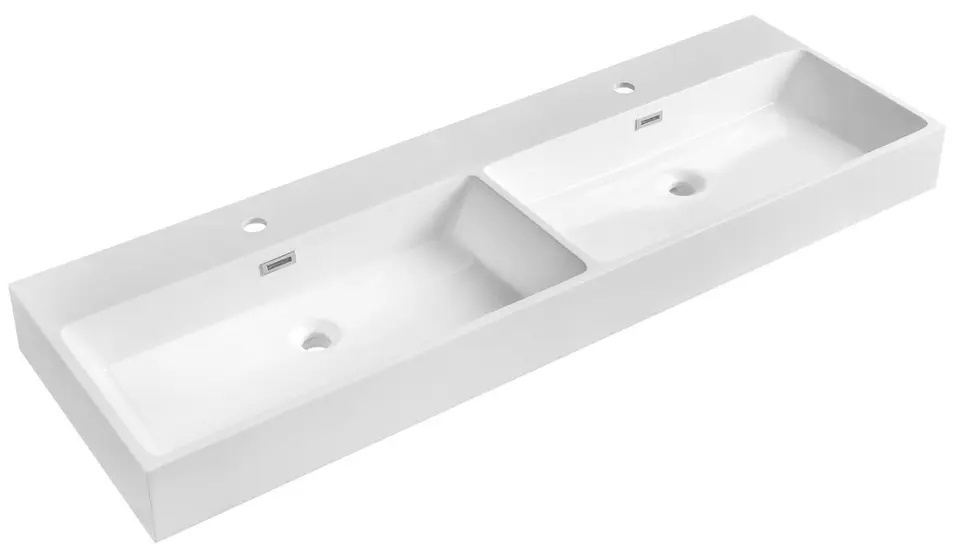 Sapho - Lavabo Aquatic 140 x 46 cm, con rebosadero, orificio para grifo, blanco AT140