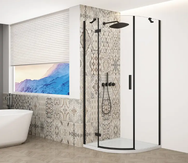 Levně Gelco Trinity - Sprchový kout čtvrtkruhový 90x90 cm, levé, čiré sklo/černá GT6590CL-B