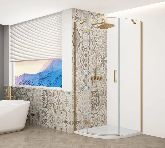 Levně Gelco Trinity - Sprchový kout čtvrtkruhový 90x90 cm, levé, čiré sklo/zlatá GT6590CL-G