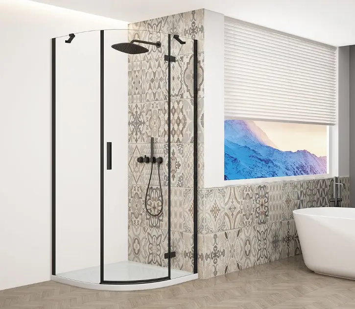 Levně Gelco Trinity - Sprchový kout čtvrtkruhový 90x90 cm, pravé, čiré sklo/černá GT6590CR-B