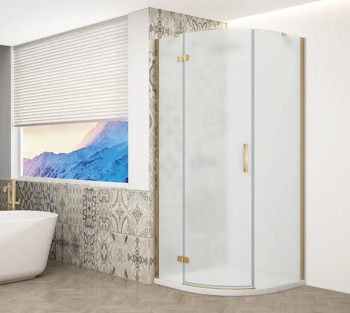 Gelco Trinity - Четвърткръгла душ кабина 90x90 см, лява, матирано стъкло/златисто GT6590ML-G