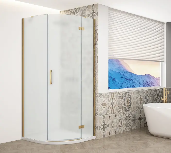 Gelco Trinity - Четвърткръгла душ кабина 90x90 см, дясна, матирано стъкло/златисто GT6590MR-G