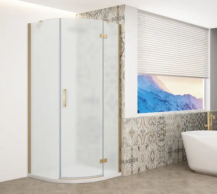 Levně Gelco Trinity - Sprchový kout čtvrtkruhový 90x90 cm, pravé, matné sklo/zlatá GT6590MR-G