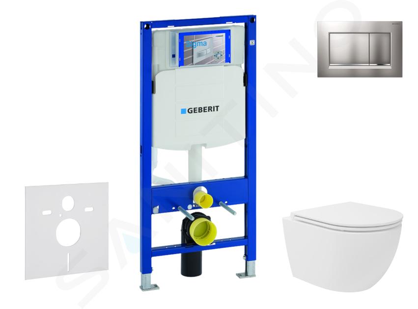 Geberit Duofix - Zestaw do montażu podtynkowego, toalety kompaktowej Oudee Vortex i deski softclose, przycisk Sigma30, chrom matowy lakierowany/chrom SANI11CA1142