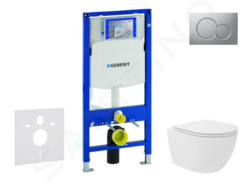 Geberit Duofix - Zestaw do montażu podtynkowego, toalety kompaktowej Oudee Vortex i deski softclose, przycisk Sigma01, chrom matowy lakierowany SANI11CA1143