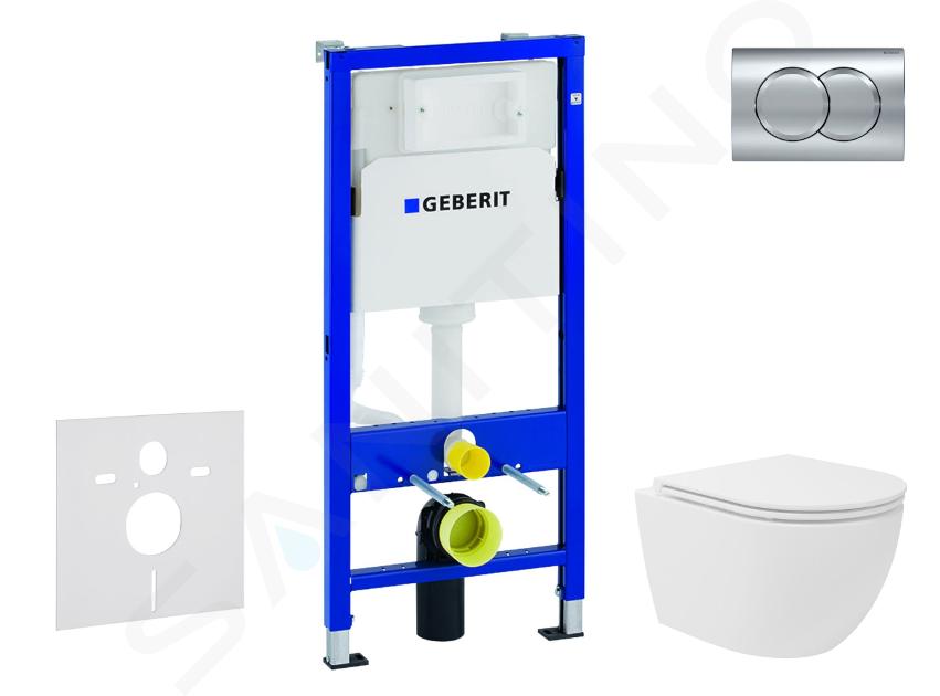 Geberit Duofix - Zestaw do montażu podtynkowego, toalety kompaktowej Oudee Vortex i deski softclose, przycisk Delta01, błyszczący chrom SANI11CA1144