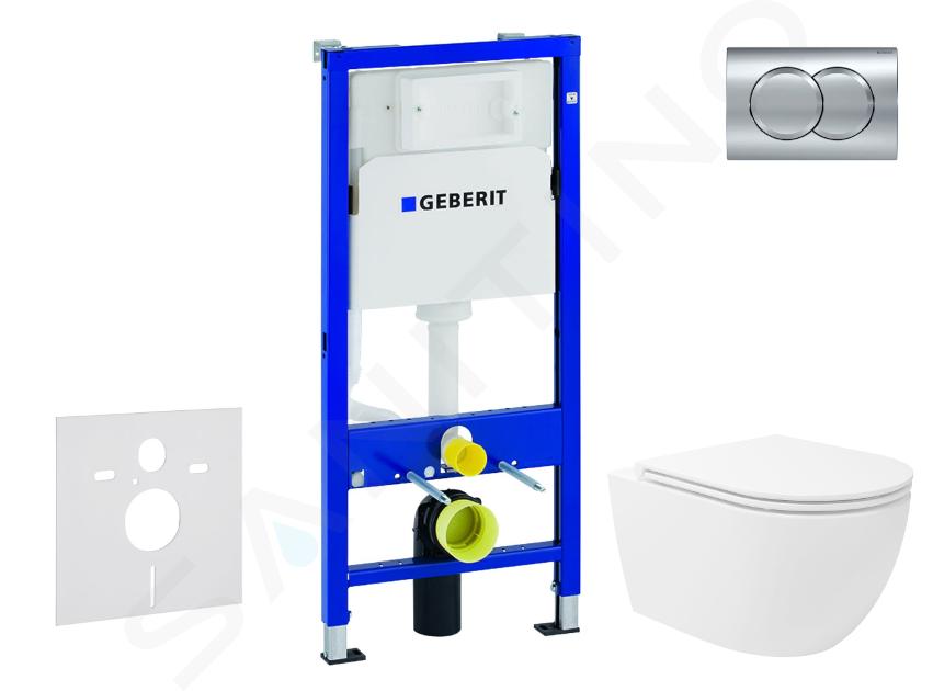 Geberit Duofix - Előfali szerelő készlet, Oudee Vortex WC és softclose ülőke, Delta01 vezérlőgomb, fényes króm SANI11CA1156