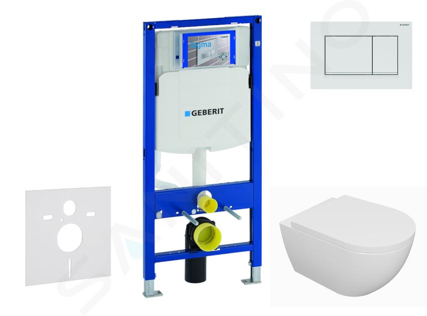 Geberit Duofix - Set Vorwandelement, WC Oudee mit Softclose-Sitz und Sigma30-Betätigungsplatte, weiß/weiß matt SANI11CA3127