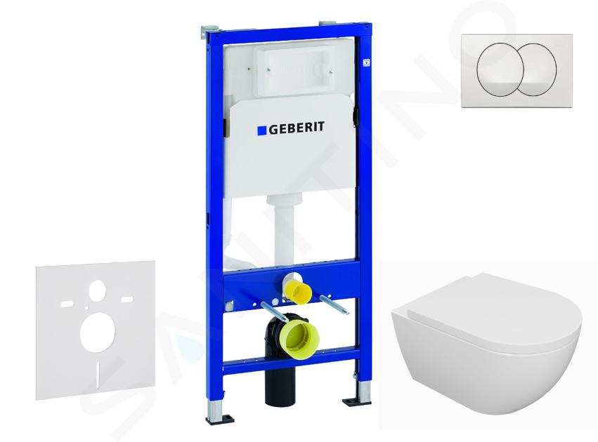 Geberit Duofix - Set Vorwandelement, WC Oudee mit Softclose-Sitz und Delta-Betätigungsplatte, weiß SANI11CA3128