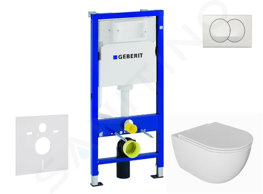 Geberit Duofix - Előfali szerelő készlet, Oudee WC és softclose ülőke, Delta vezérlőgomb, fehér SANI11CA3136