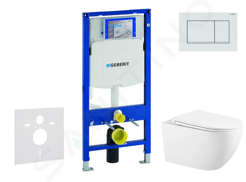 Geberit Duofix - Conjunto de instalación empotrada, inodoro Gaia y asiento softclose,pulsador Sigma30, blanco/blanco mate SANI11CA3142