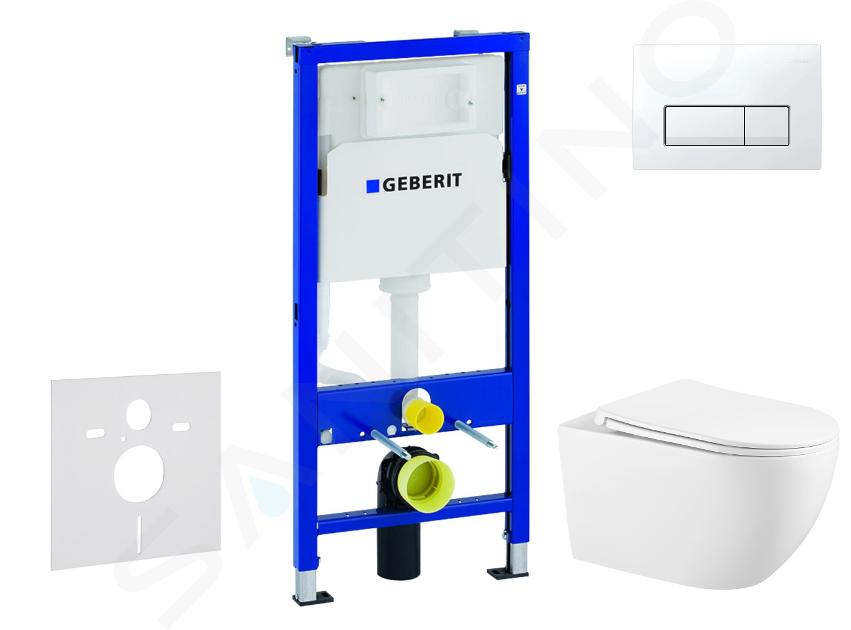 Geberit Duofix - Conjunto de instalación empotrada, inodoro Gaia y asiento softclose, pulsador Delta50, blanco alpino SANI11CA3144