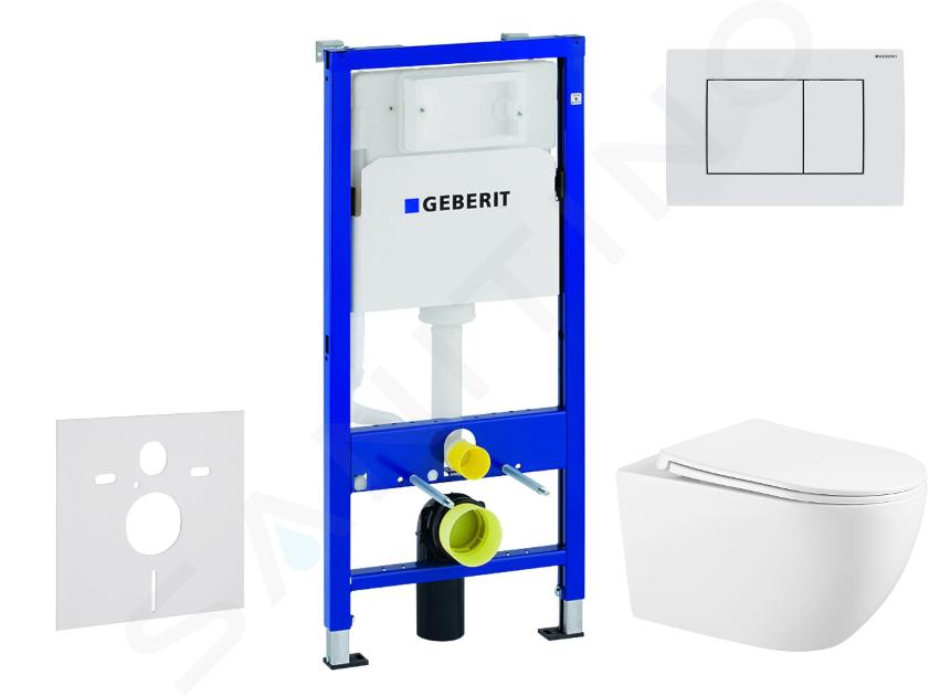 Geberit Duofix - Conjunto de instalación empotrada, inodoro Gaia y asiento softclose, pulsador Delta30, blanco alpino SANI11CA3146