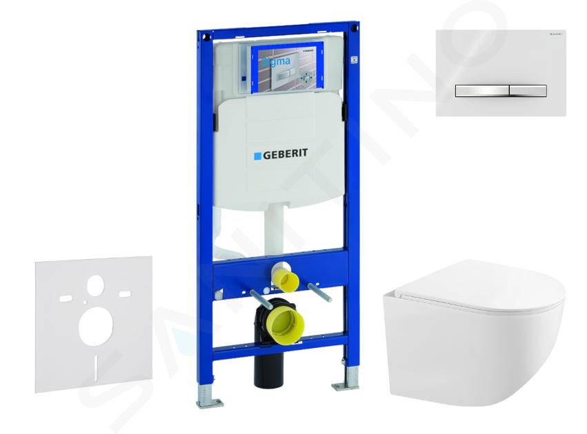 Geberit Duofix - Conjunto de instalación empotrada, inodoro compacto Gaia y asiento softclose, pulsador Sigma50, cromo/blanco alpino SANI11CA3148