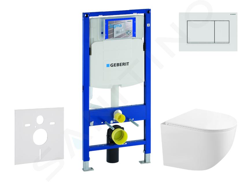 Geberit Duofix - Conjunto de instalación empotrada, inodoro compacto Gaia y asiento softclose, pulsador Sigma30, blanco/blanco mate SANI11CA3149