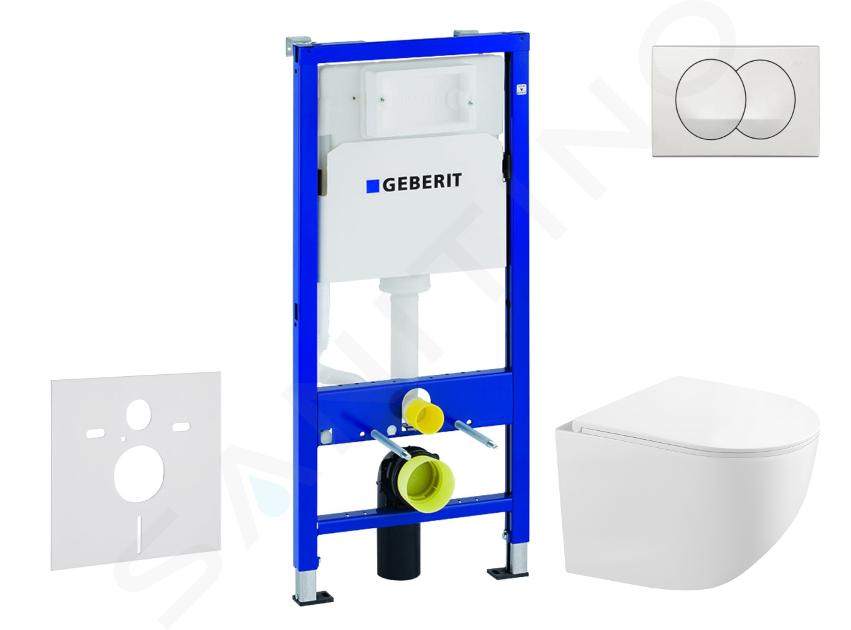 Geberit Duofix - Set Vorwandelement, Kompakt-WC Gaia mit Softclose-Sitz und Delta-Betätigungsplatte, weiß SANI11CA3150