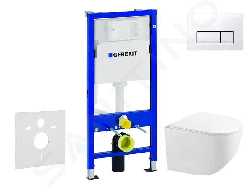 Geberit Duofix - Set Vorwandelement, Kompakt-WC Gaia mit Softclose-Sitz und Delta50-Betätigungsplatte, Alpinweiß SANI11CA3151