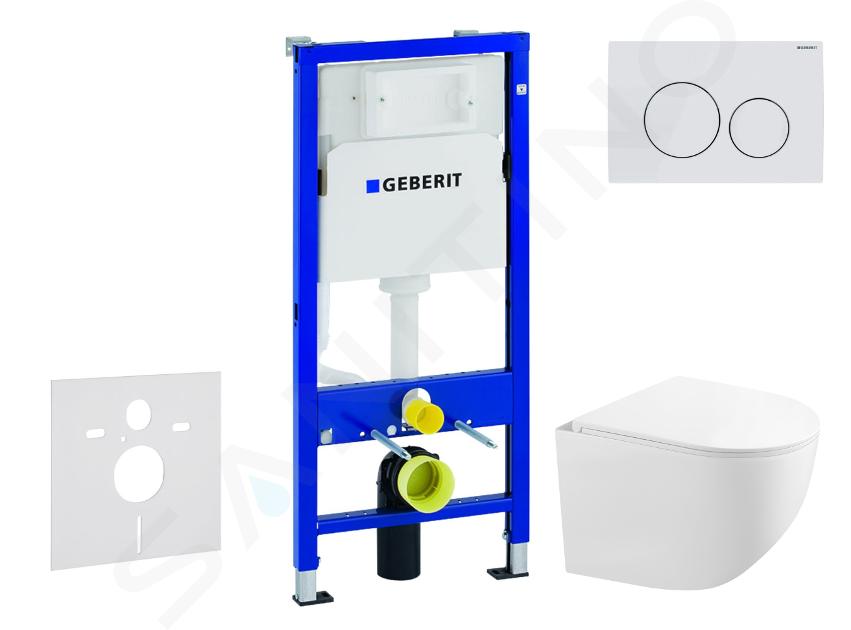 Geberit Duofix - Set Vorwandelement, Kompakt-WC Gaia mit Softclose-Sitz und Delta20-Betätigungsplatte, Alpinweiß SANI11CA3152