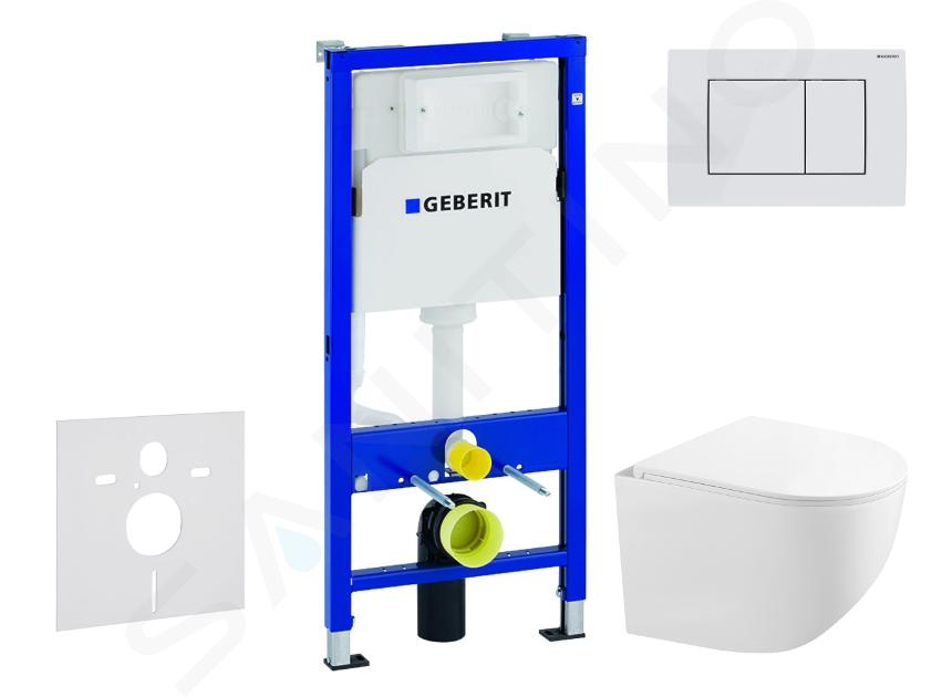 Geberit Duofix - Conjunto de instalación empotrada, inodoro compacto Gaia y asiento softclose, pulsador Delta30, blanco alpino SANI11CA3153