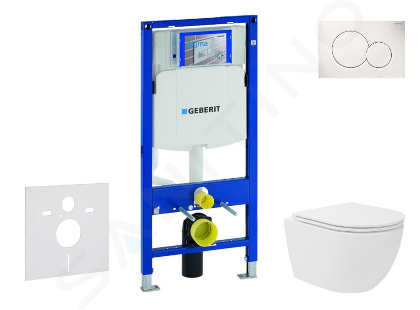 Geberit Duofix - Conjunto de instalación empotrada, inodoro compacto Oudee Vortex y asiento softclose,pulsador Sigma01, blanco alpino SANI11CA3162