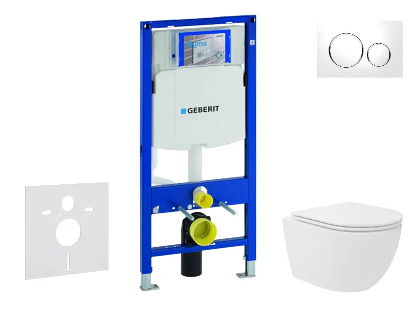 Geberit Duofix - Set predstenovej inštalácie, kompaktného klozetu Oudee Vortex a dosky softclose, tlačidlo Sigma20, biela/chróm SANI11CA3163