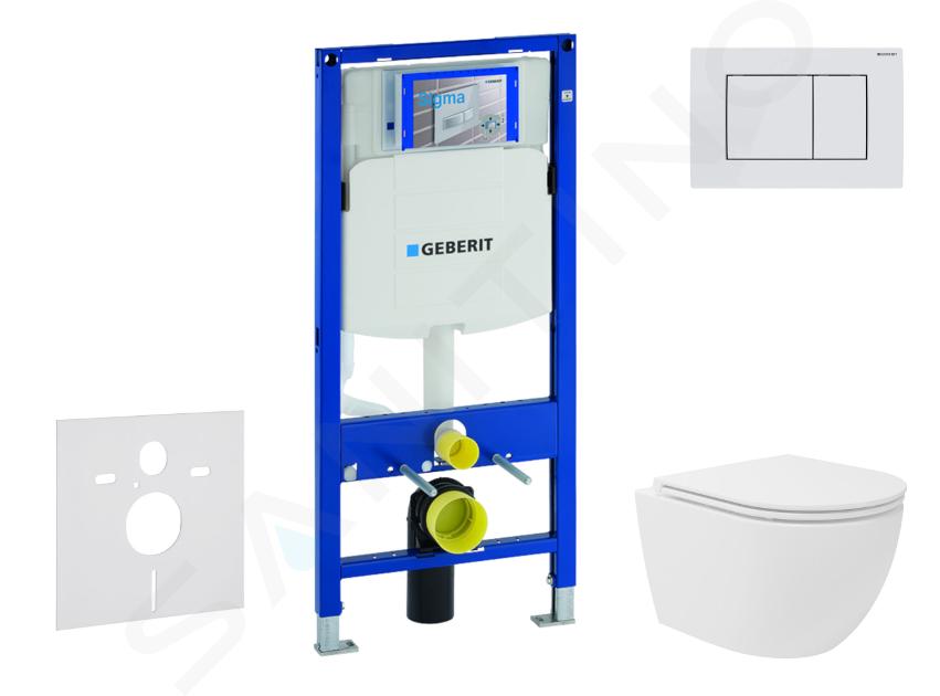 Geberit Duofix - Conjunto de instalación empotrada, inodoro compacto Oudee Vortex y asiento softclose, pulsador Sigma30, blanco/blanco mate SANI11CA3167