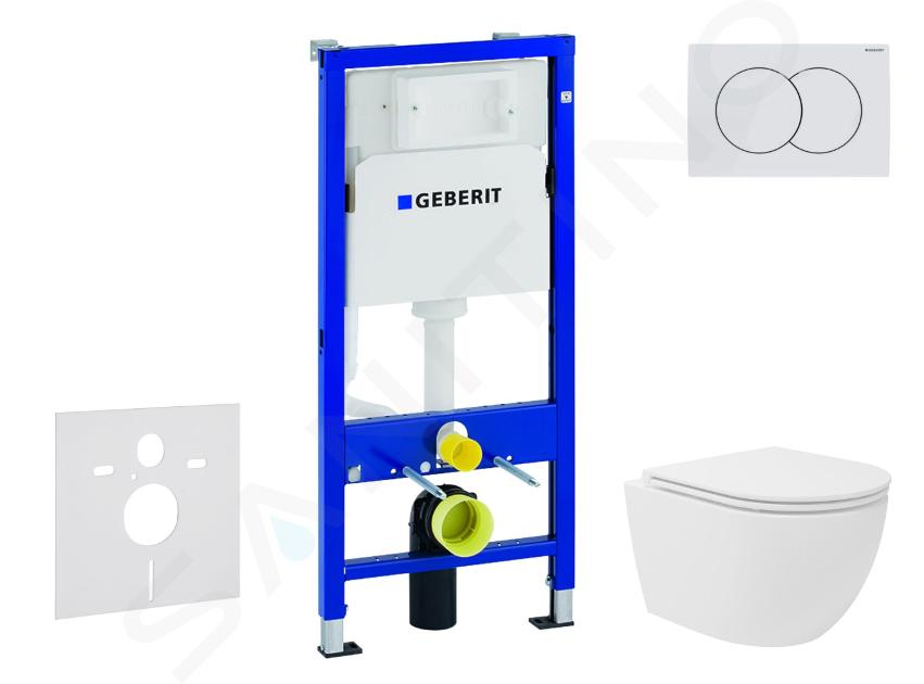 Geberit Duofix - Set Vorwandelement, Kompakt-WC Oudee Vortex mit Softclose-Sitz und Delta01-Betätigungsplatte, Alpinweiß SANI11CA3168