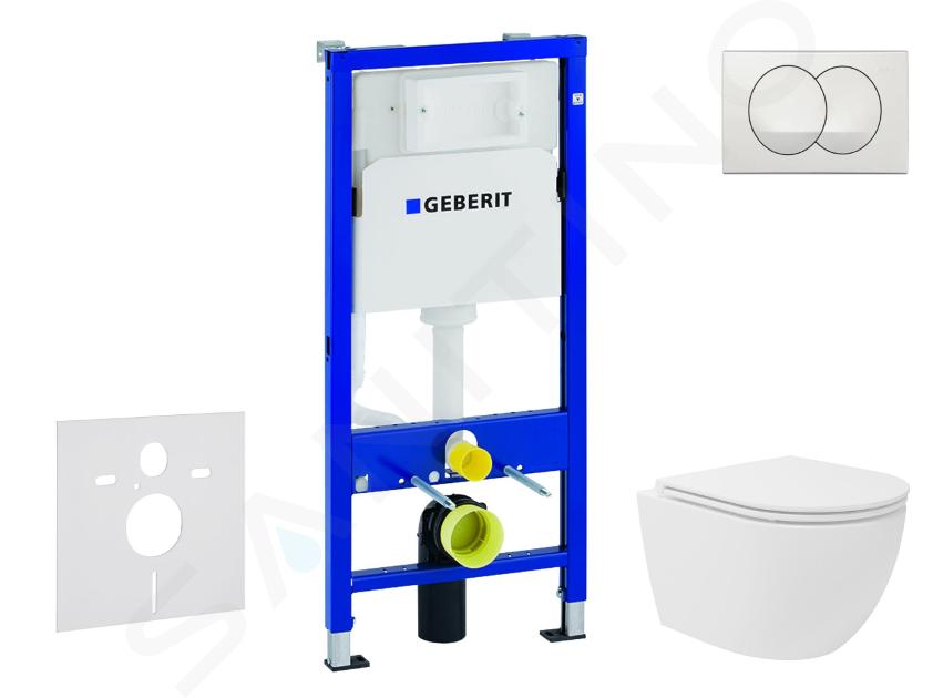 Geberit Duofix - Set bâti-support, cuvette compacte Oudee Vortex abattant SoftClose, plaque de déclenchement Delta, blanc SANI11CA3169