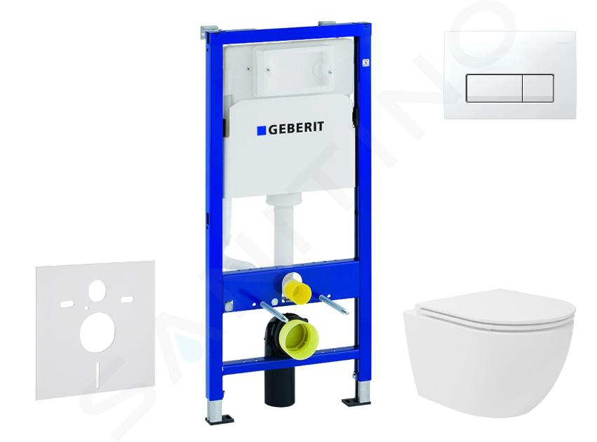 Geberit Duofix - Set Vorwandelement, Kompakt-WC Oudee Vortex mit Softclose-Sitz und Delta50-Betätigungsplatte, Alpinweiß SANI11CA3170