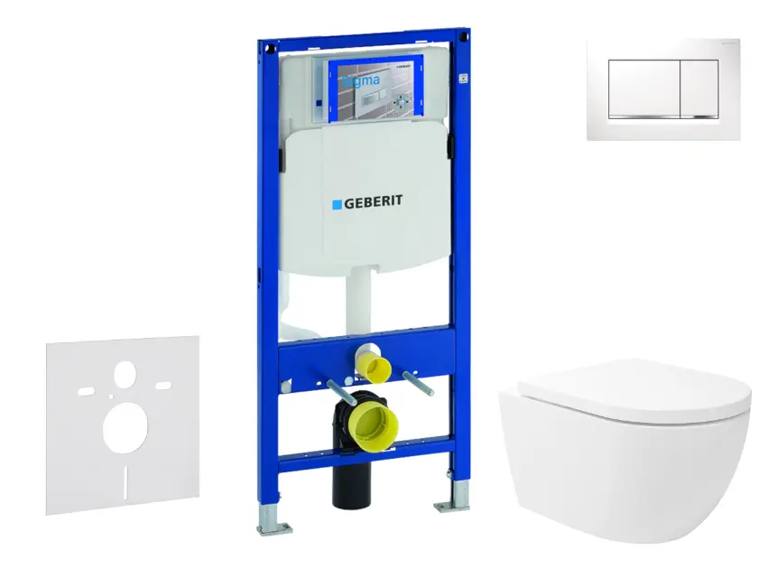 Geberit Duofix - Set predstenovej inštalácie, klozetu Oudee Vortex a dosky softclose, tlačidlo Sigma30, biela/chróm SANI11CA3175