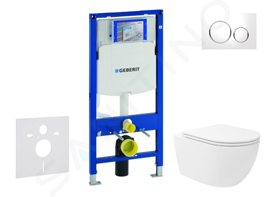 Geberit Duofix - Set Vorwandelement, WC Oudee Vortex mit Softclose-Sitz und Sigma20-Betätigungsplatte, weiß/chrom SANI11CA3185