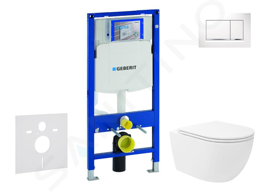 Geberit Duofix - Set Vorwandelement, WC Oudee Vortex mit Softclose-Sitz und Sigma30-Betätigungsplatte, weiß/chrom SANI11CA3186