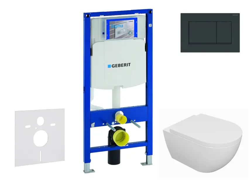 Geberit Duofix - Set predstenovej inštalácie, klozetu Oudee a dosky softclose, tlačidlo Sigma30, čierna lesk/čierna mat SANI11CA5109
