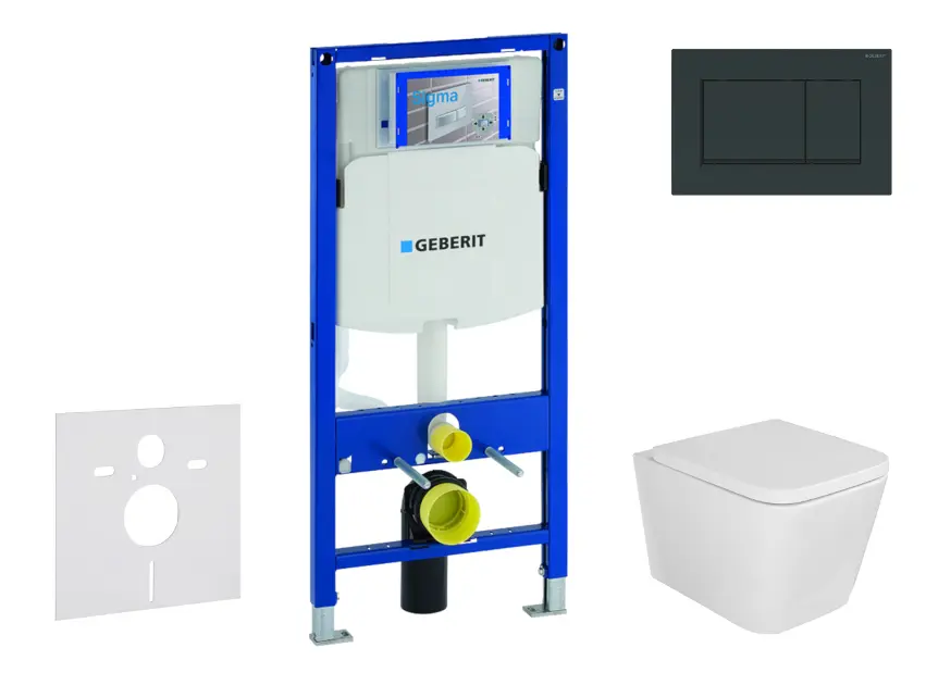 Geberit Duofix - Set predstenovej inštalácie, klozetu Arkas I a dosky softclose, tlačidlo Sigma30, čierna lesk/čierna mat SANI11CA5125